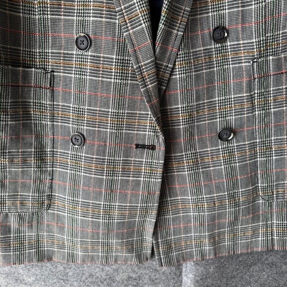 Maeve by Anthropologie Gray Multicolor Double Breasted Plaid Blazer  Size 10 - Picture 12 of 15
